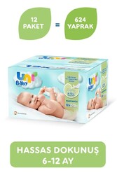 Uni Baby Hassas Dokunuş Islak Mendil 12x52 624 Yaprak