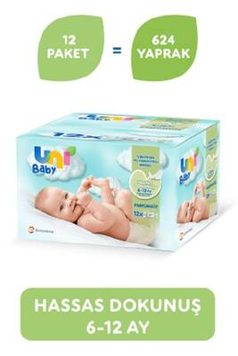 Uni Baby Hassas Dokunuş Islak Mendil 12x52 624 Yaprak - 1