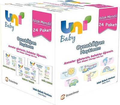 Uni Baby Oyna Öğren Bebek Islak Mendili 52 Adet 24'lü Avantaj Paketi - 1