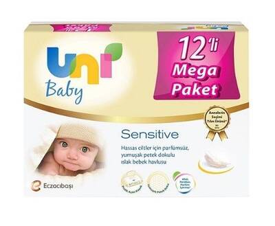Uni Baby Sensitive 56 Yaprak Islak Mendil 12'li Avantaj Paketi - 1