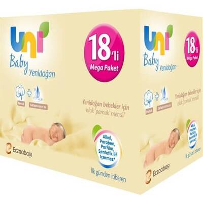Uni Baby Yenidoğan 40 Yaprak 18li Islak Mendil Avantaj Paketi - 1