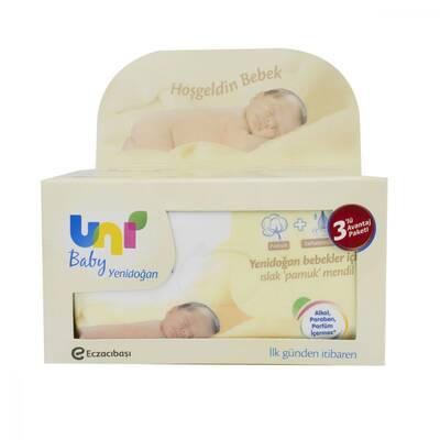 Uni Baby Yenidoğan Islak Mendil 3'lü Paket 120 Yaprak - 1