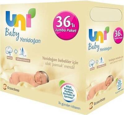 Uni Baby Yenidoğan Islak Mendil 40 Adet 36'lı Avantaj Paketi - 1