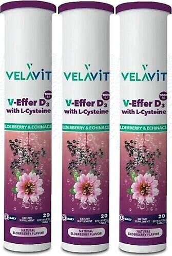 Velavit V-Effer D3 with L-Cysteine 20 Efervesan Tablet 3 Adet - 1