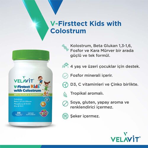 Velavit V-Firstect Kids with Colostrum 30 Tablet - 2