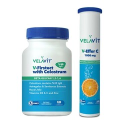Velavit V-Firstect with Colostrum 30 Tablet + V-effer C 1000 mg Hediyeli