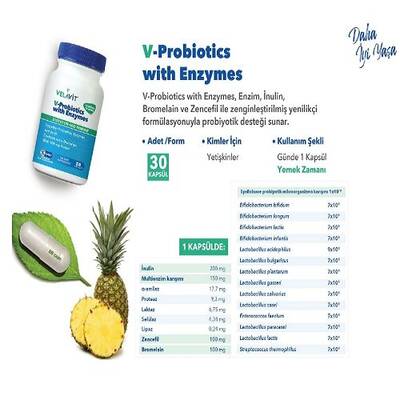 Velavit V-Probiotics With Enzymes 30 Tablet - 3