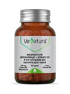Venatura Magnezyum (Bisglisinat+Sitrat) ve P-5-P (Vitamin B6) 60 Kapsül
