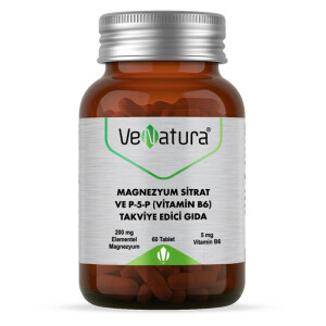 VeNatura Magnezyum Sitrat ve P-5-P (Vitamin B6) Takviye Edici Gıda 60 Tablet