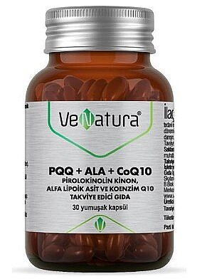 Venatura PQQ+ ALA+ COQ10 Pirolokinolin Kinon, Alfa Lipoik Asit ve Koenzim Q10 30 Kapsül - 1