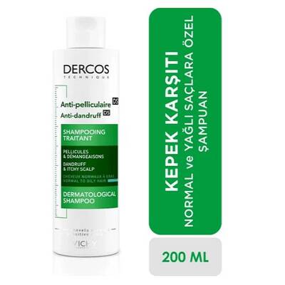 Vichy Dercos Anti Dandruff Kepek Karşıtı Şampuan 200 ml - Normal ve Yağlı Saçlar - 1