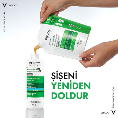 Vichy Dercos Anti Dandruff Normal ve Yağlı Saçlar İçin Kepek Karşıtı Şampuan Refill/Recharge 390 ml - 2