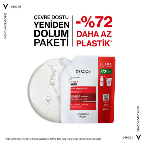 Vichy Dercos Energisant Saç Dökülmesine Karşı Şampuan Refill 400 ml - 2