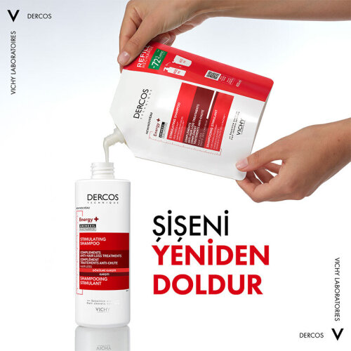 Vichy Dercos Energisant Saç Dökülmesine Karşı Şampuan Refill 400 ml - 3