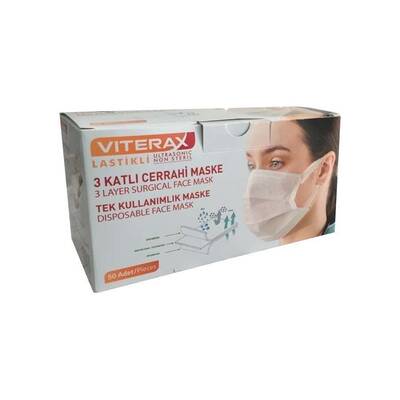 Viterax 3 Katlı Meltblown Ultrasonik Cerrahi Maske Telli İnce İp Mavi 50'li (ÜTS Kayıtlı) - 1