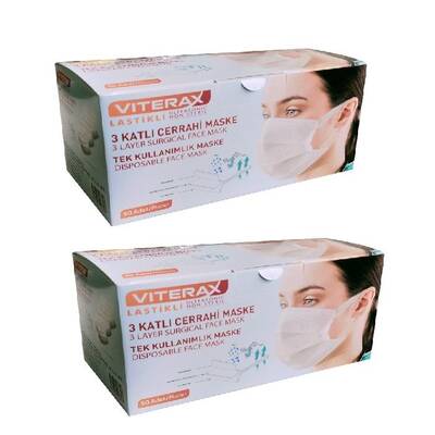 Viterax 3 Katlı Meltblown Ultrasonik Yeni Nesil Cerrahi Maske Telii 50'li 2 Kutu (ÜTS Kayıtlı) - 1