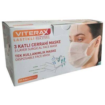 Viterax 3 Katlı Meltblown Ultrasonik Yeni Nesil Cerrahi Maske Telli 50'li (ÜTS Kayıtlı) - 1