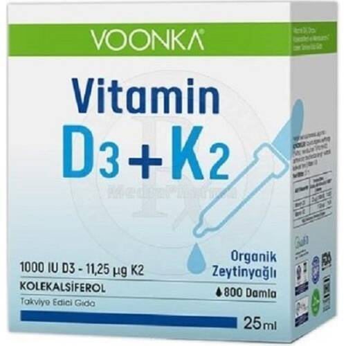 Voonka Vitamin D3+ K2 Takviye Edici Gıda 25 ml - 1