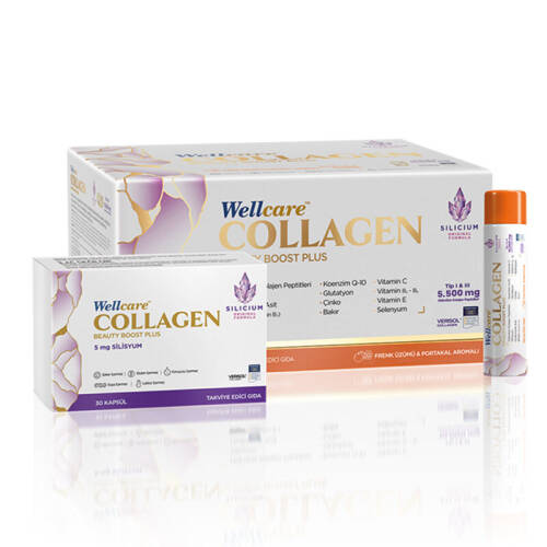 Wellcare Collagen Beauty Boost 5.500 mg 30 Tüp ve 30 Kapsül (Frenk Üzümü ve Portakal Aromalı) - 1