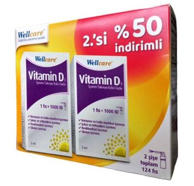 Wellcare Vitamin D3 1000 IU Sprey 5 ml Süper Ekonomik İkili Paket - 1