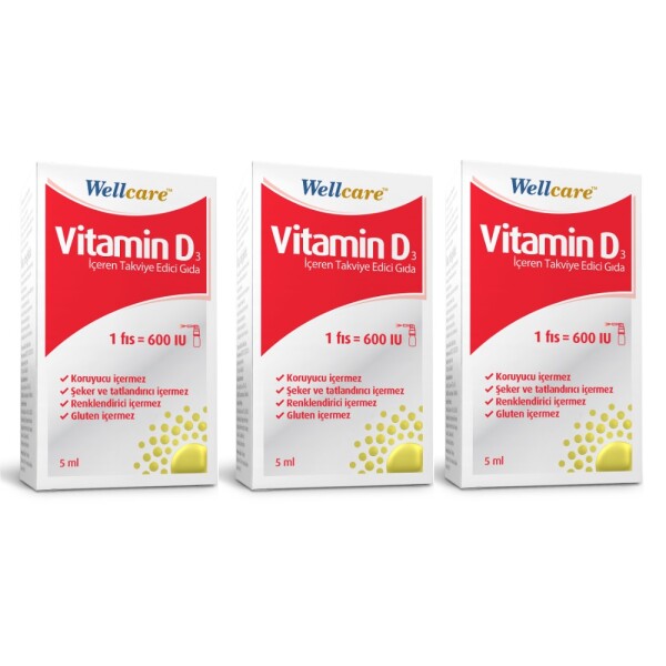 Wellcare Vitamin D3 600 IU 5 ml 3 Adet - 1