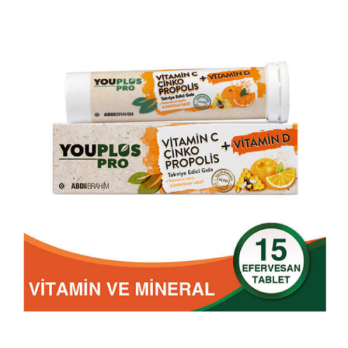 Youplus Pro Vitamin C & D & Çinko & Propolis 15 Efervesan Tablet - 1