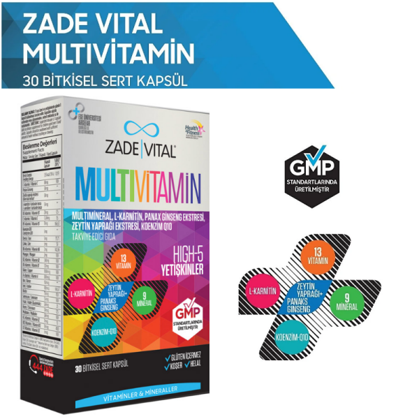 Zade Vital Multivitamin 30 Bitkisel Kapsül - 1