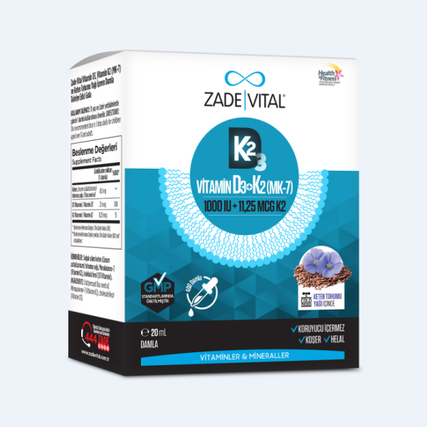 Zade Vital Vitamin D3 Vitamin K2 (MK-7) ve Keten Tohumu Yağı Damla - 2